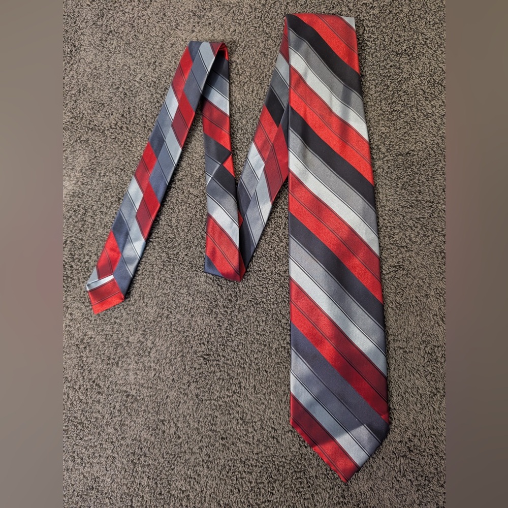 Vintage Wemlon by Wembley Red and Gray Striped‎ Tie
